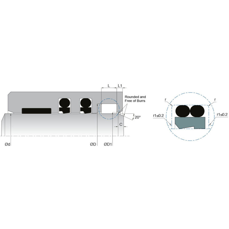 KL103 PTFE Wiper Seal ประเภทการขัดต่ํา สําหรับกระบอกปนูเมติก