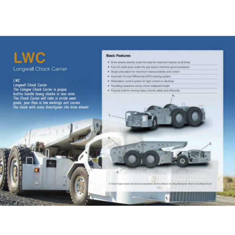 55/70T LWC Longwall Chock Carrier 10 Km/Hr 20 Km/Hr สําหรับการดําเนินงานใต้ดินเหมืองหิน