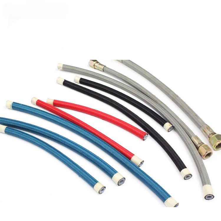 PTFE สีดําเงินเหล็กไร้สแตนเลสผสมเชือกเชือกเชือกหลอดน้ํามัน Static-Free รถแข่งรถยนต์เหล็ก